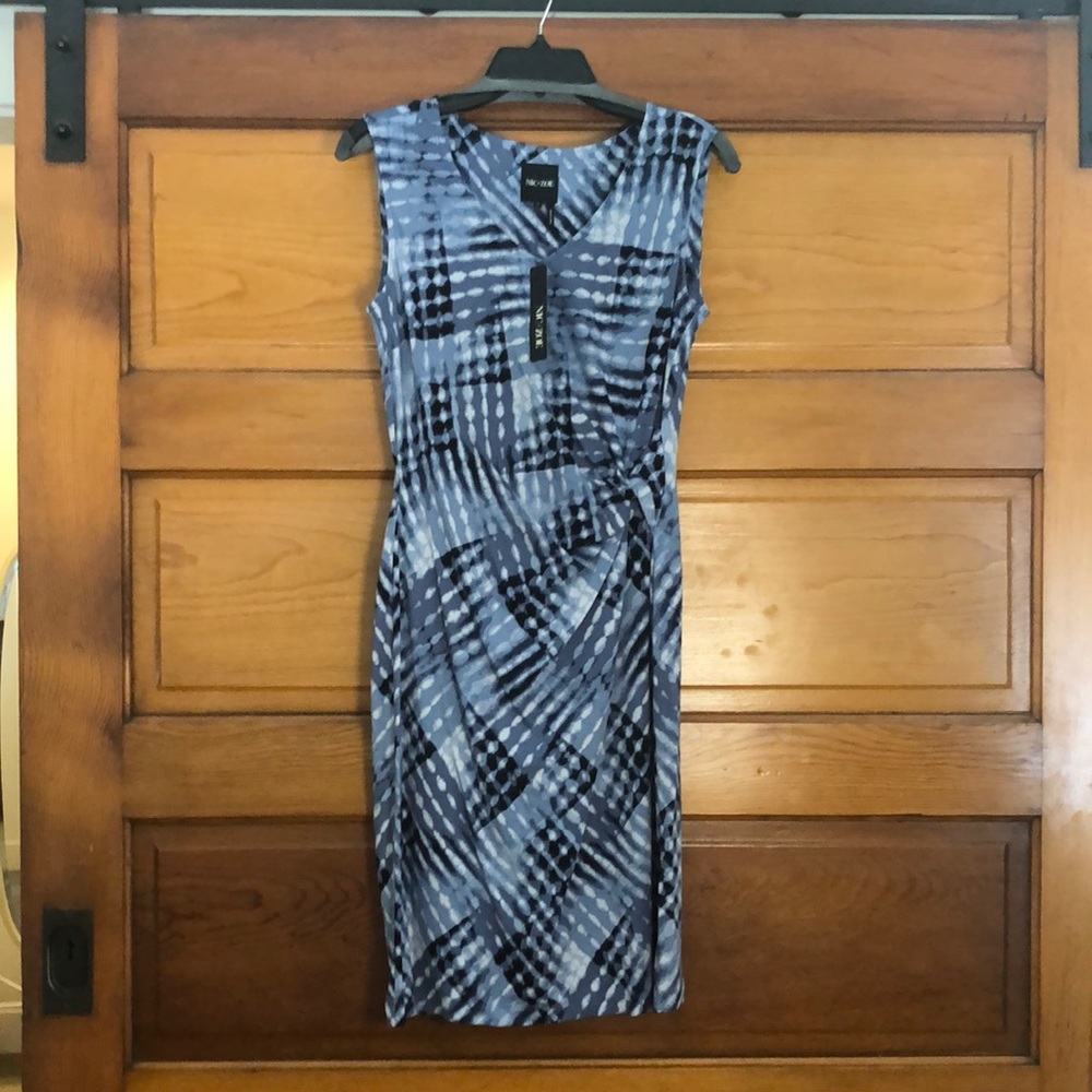 Nic and Zoe Blue Multi Side Twist Dress
